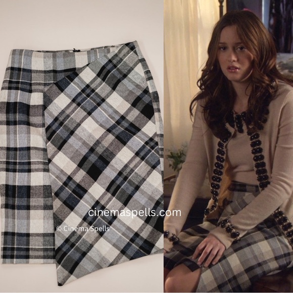 RARE Plaid Preppy Skirt Wool Blend As Seen On Blair Waldorf Waldorf (US S) - Picture 1 of 5
